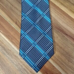 Pronto‎ Uomo Platinum Tie Necktie 100% Silk Hand Made Diamond Stripe Designer